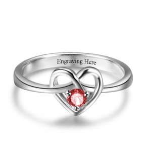 Birthstone Ring, Sterling Silver Personalized Engravable Ring JEWJORI102498